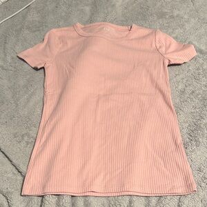 GAP Light Pink Ribbed Short Sleeve Tee
